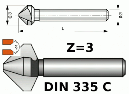  / D11.5 90. Z3 HSS-G DIN335C CZTOOL,  746 115